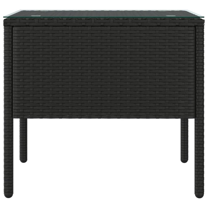 Tavolino Nero 53x37x48 cm Polyrattan e Vetro Temperato 319400