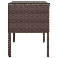 Tavolino Marrone 53x37x48 cm Polyrattan e Vetro Temperato 319401