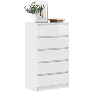 Cassettiera Bianco Lucido 60x36x103 cm in Legno Multistratocod mxl 105647