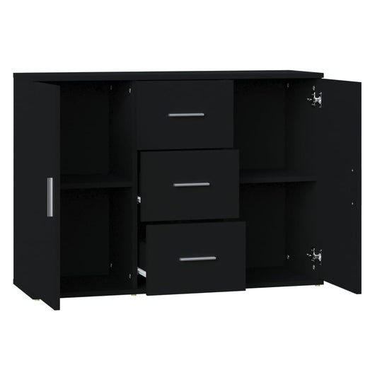 Credenza buffet cassettiera mobile contenitore organizer cucina soggiorno soggiorno 91 x 29,5 x 65 cm pannelli compositi nero 02_0036154