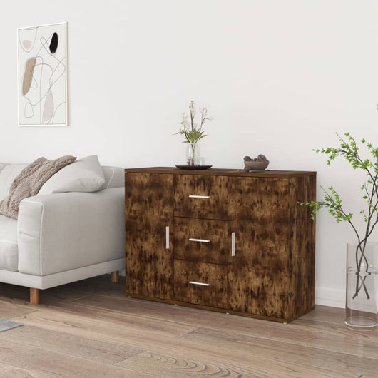 Credenza Rovere Fumo 91x29,5x65 cm in Legno Multistrato 823347
