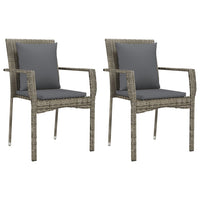 Sedie da Giardino con Cuscini 2 pz in Polyrattan Grigie