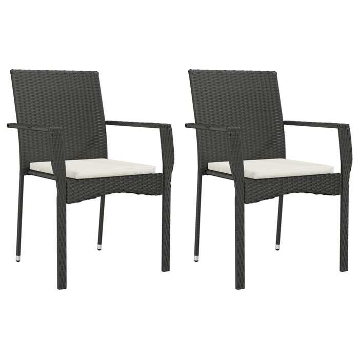 Sedie da Giardino con Cuscini 2 pz in Polyrattan Nere cod mxl 15426