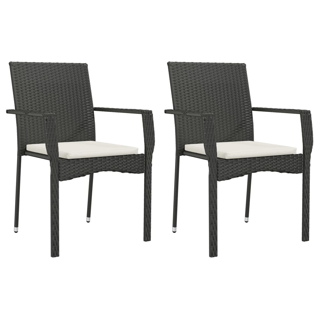 Sedie da Giardino con Cuscini 2 pz in Polyrattan Nere 319881