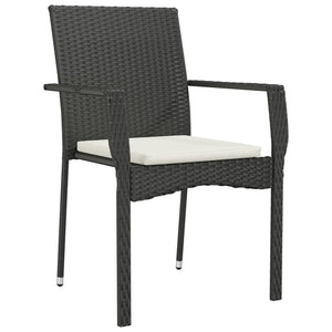 Sedie da Giardino con Cuscini 2 pz in Polyrattan Nere 319881