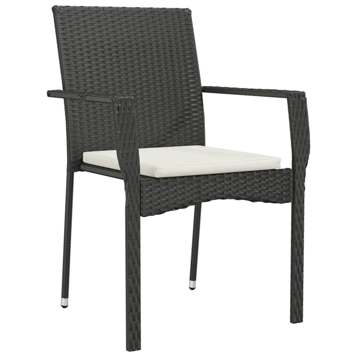 Sedie da Giardino con Cuscini 2 pz in Polyrattan Nere 319881