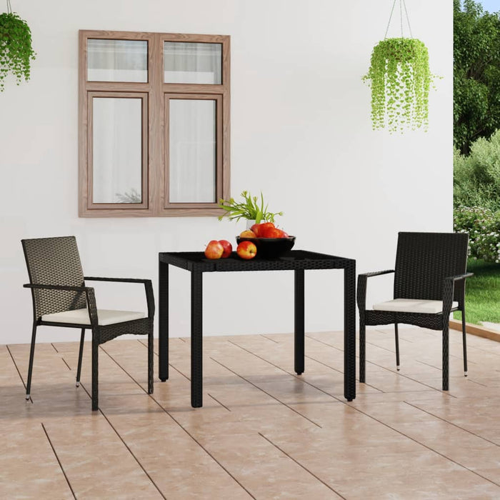Sedie da Giardino con Cuscini 2 pz in Polyrattan Nere cod mxl 15426