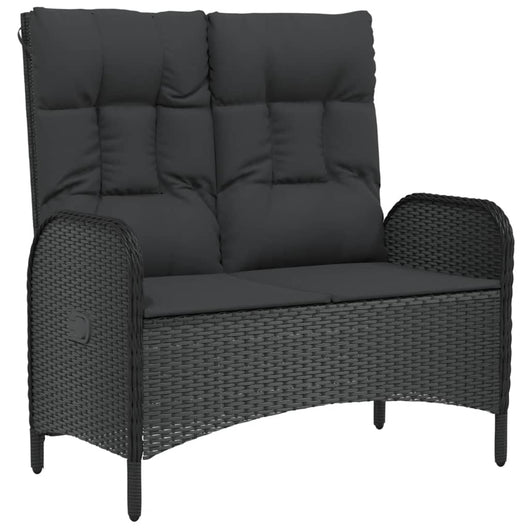 Panca da giardino mobile da giardino per esterni terrazza reclinabile con cuscini 107 x 62,5 x 109 cm polyrattan nero 02_0011736