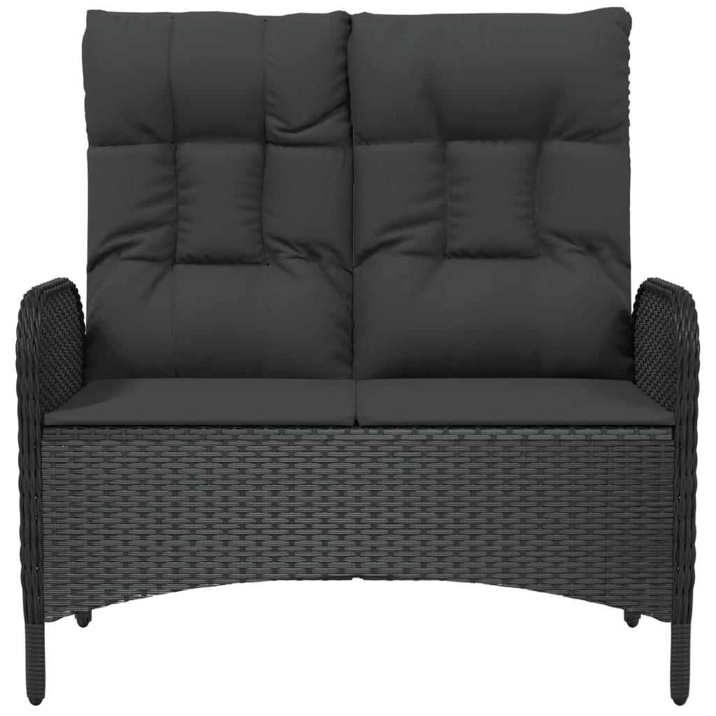 Panca da giardino mobile da giardino per esterni terrazza reclinabile con cuscini 107 x 62,5 x 109 cm polyrattan nero 02_0011736