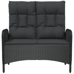 Panca da giardino mobile da giardino per esterni terrazza reclinabile con cuscini 107 x 62,5 x 109 cm polyrattan nero 02_0011736