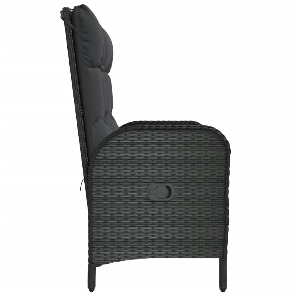 Panca da giardino mobile da giardino per esterni terrazza reclinabile con cuscini 107 x 62,5 x 109 cm polyrattan nero 02_0011736