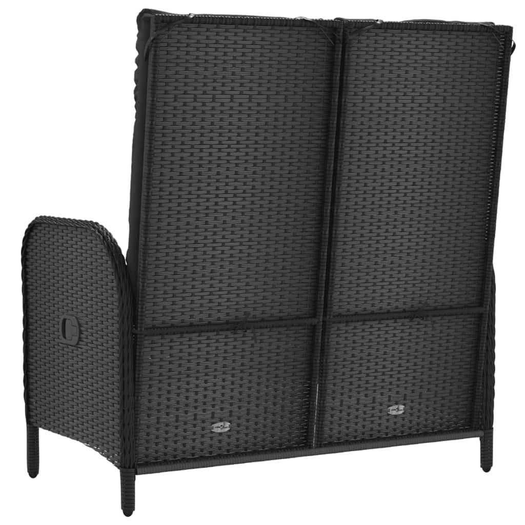Panca Reclinabile da Giardino con Cuscini 107cm Polyrattan Nera 319894