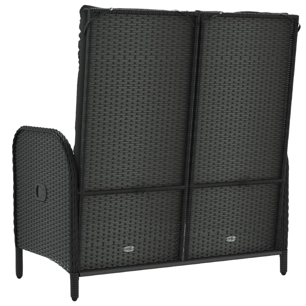 Panca da giardino mobile da giardino per esterni terrazza reclinabile con cuscini 107 x 62,5 x 109 cm polyrattan nero 02_0011736