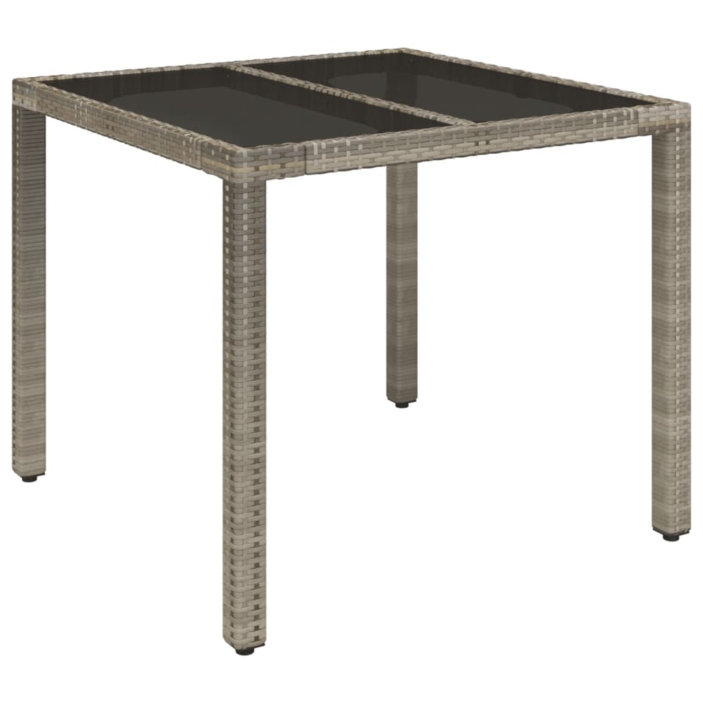 Tavolo da Giardino Piano in Vetro Grigio 90x90x75 cm Polyrattan cod mxl 34358