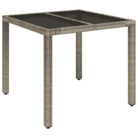 Tavolo da Giardino Piano in Vetro Grigio 90x90x75 cm Polyrattan cod mxl 34358