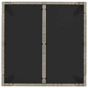 Tavolo da Giardino Piano in Vetro Grigio 90x90x75 cm Polyrattan cod mxl 34358