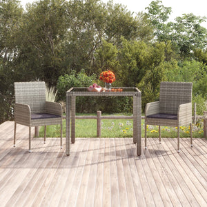 Tavolo da Giardino Piano in Vetro Grigio 90x90x75 cm Polyrattan cod mxl 34358