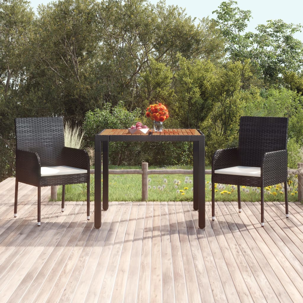 Tavolo da Giardino Piano in Legno Nero 90x90x75 cm Polyrattan cod mxl 34361
