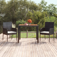 Tavolo da Giardino Piano in Legno Nero 90x90x75 cm Polyrattan 319897