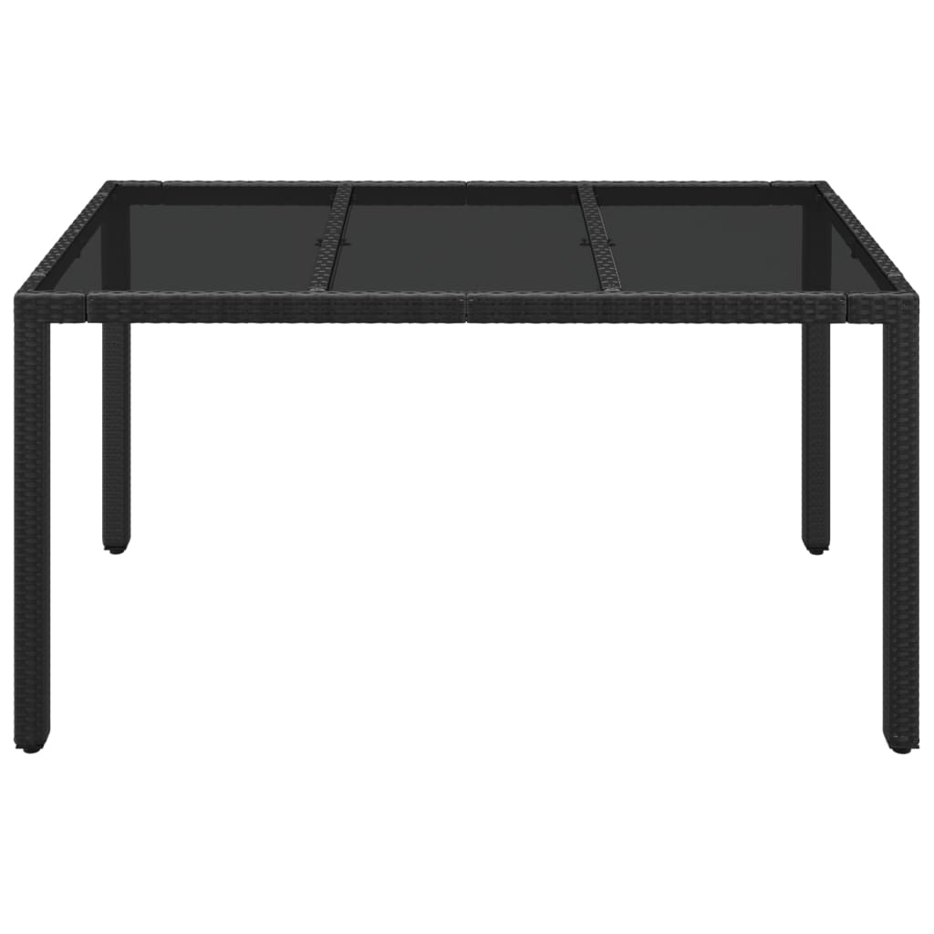 Tavolo da Giardino Piano in Vetro Nero 150x90x75 cm Polyrattan cod mxl 34359