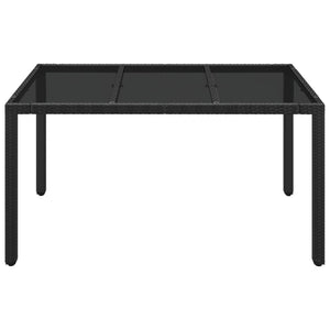 Tavolo da Giardino Piano in Vetro Nero 150x90x75 cm Polyrattan cod mxl 34359