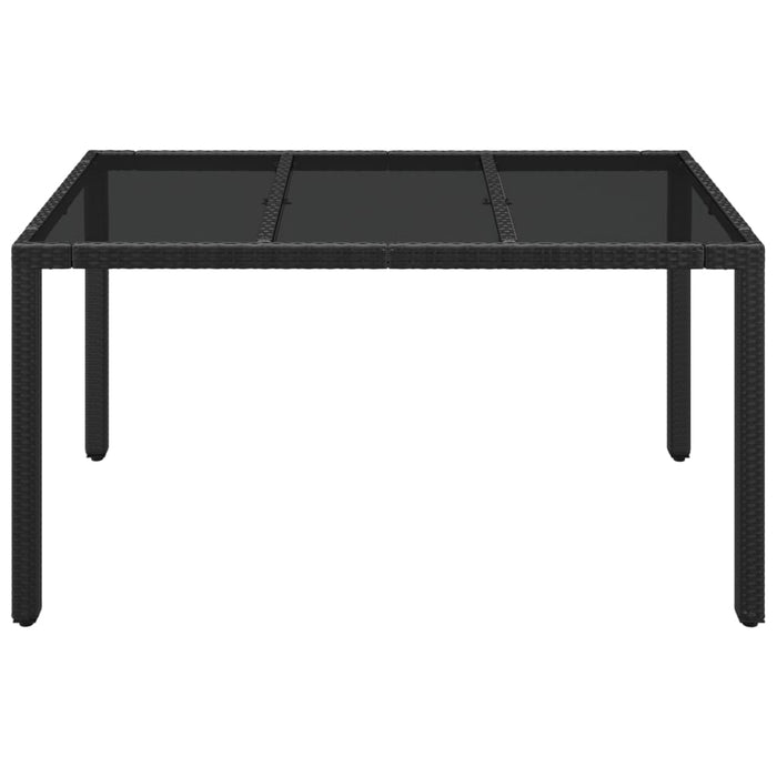 Tavolo da Giardino Piano in Vetro Nero 150x90x75 cm Polyrattan cod mxl 34359