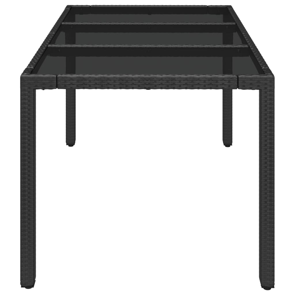 Tavolo da Giardino Piano in Vetro Nero 150x90x75 cm Polyrattan cod mxl 34359