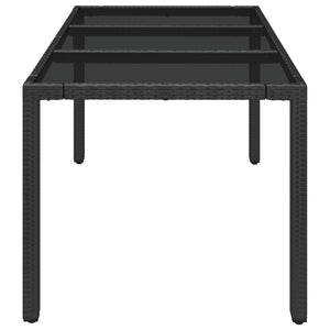 Tavolo da Giardino Piano in Vetro Nero 150x90x75 cm Polyrattan cod mxl 34359