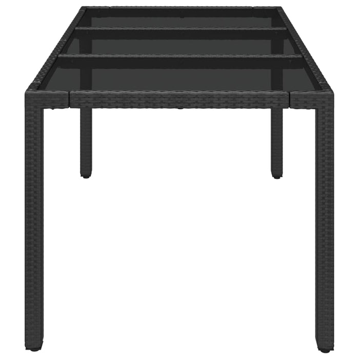 Tavolo da Giardino Piano in Vetro Nero 150x90x75 cm Polyrattan cod mxl 34359