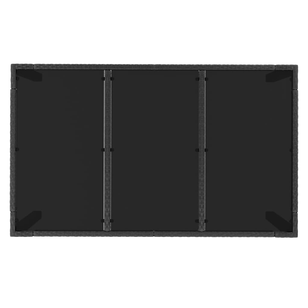 Tavolo da Giardino Piano in Vetro Nero 150x90x75 cm Polyrattan cod mxl 34359