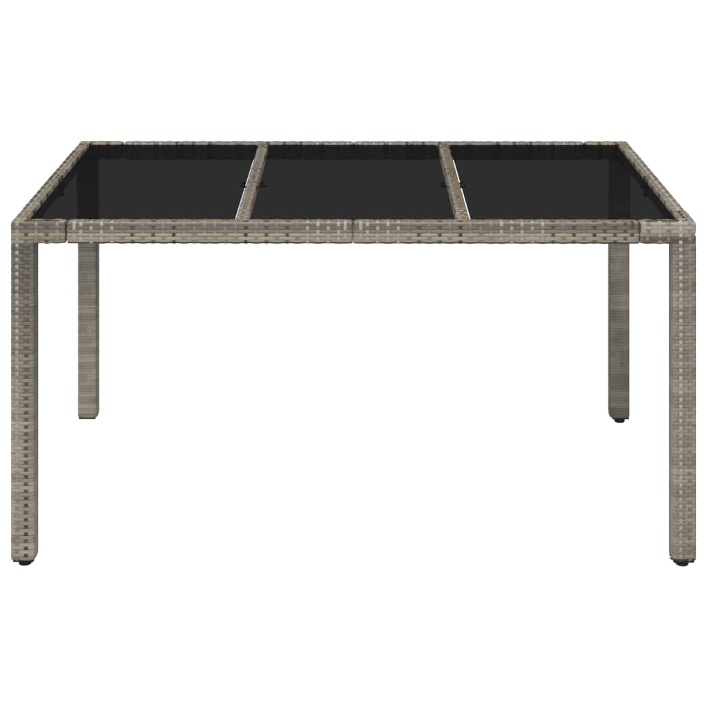 Tavolo da Giardino Piano in Vetro Grigio 150x90x75cm Polyrattan cod mxl 34362