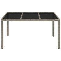 Tavolo da Giardino Piano in Vetro Grigio 150x90x75cm Polyrattan cod mxl 34362