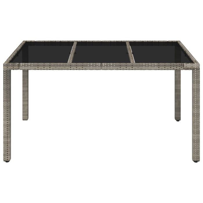 Tavolo da Giardino Piano in Vetro Grigio 150x90x75cm Polyrattan cod mxl 34362