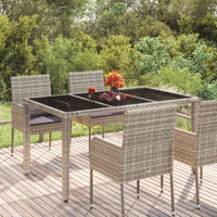Tavolo da Giardino Piano in Vetro Grigio 150x90x75cm Polyrattan cod mxl 34362