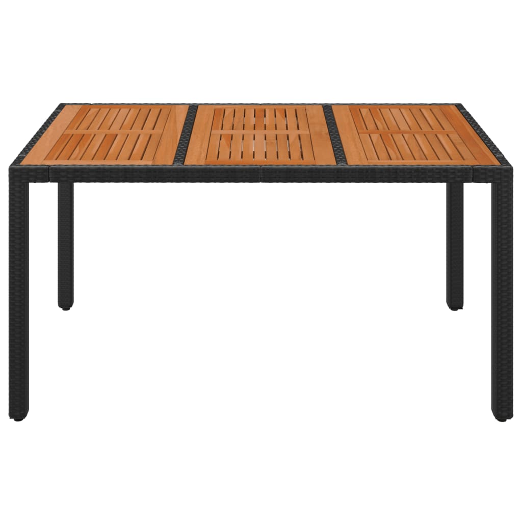 Tavolo da Giardino Piano in Legno Nero 150x90x75 cm Polyrattan 319901