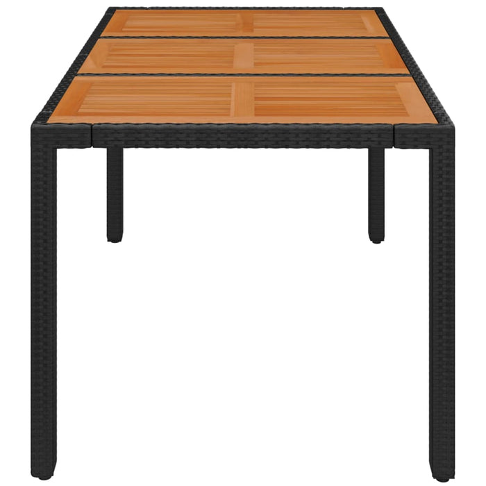 Tavolo da Giardino Piano in Legno Nero 150x90x75 cm Polyrattan 319901