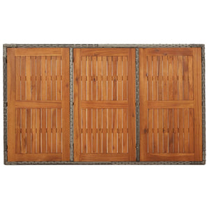 Tavolo da Giardino Piano in Legno Grigio 150x90x75cm Polyrattan cod mxl 34365