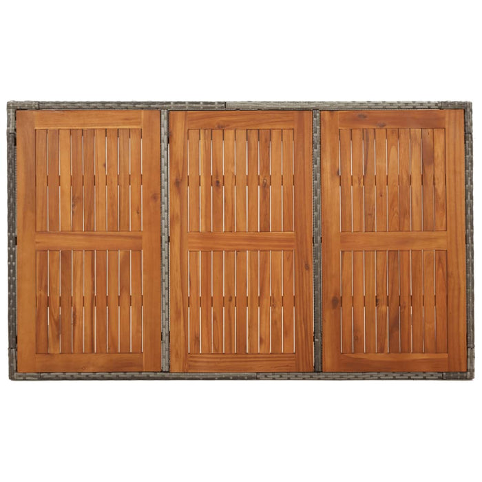 Tavolo da Giardino Piano in Legno Grigio 150x90x75cm Polyrattan cod mxl 34365