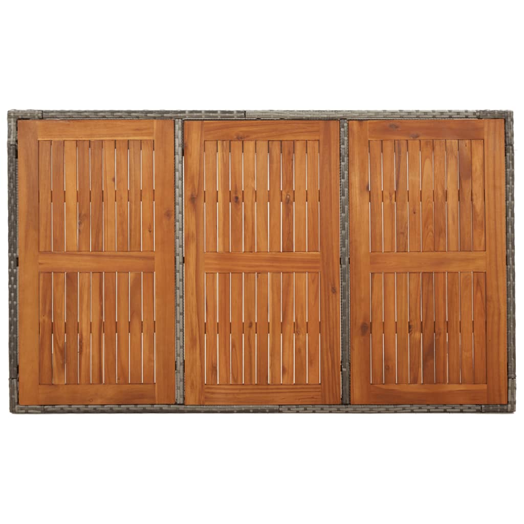 Tavolo da Giardino Piano in Legno Grigio 150x90x75cm Polyrattan 319902