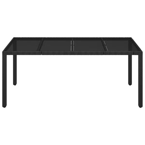 Tavolo da Giardino Piano in Vetro Nero 190x90x75 cm Polyrattan cod mxl 34366
