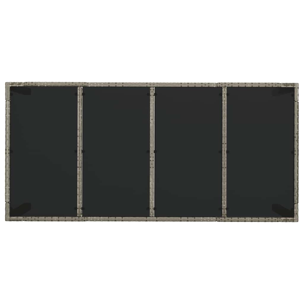 Tavolo da Giardino Piano in Vetro Grigio 190x90x75cm Polyrattan cod mxl 34367