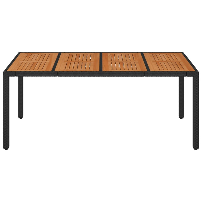 Tavolo da Giardino Piano in Legno Nero 190x90x75 cm Polyrattan 319905