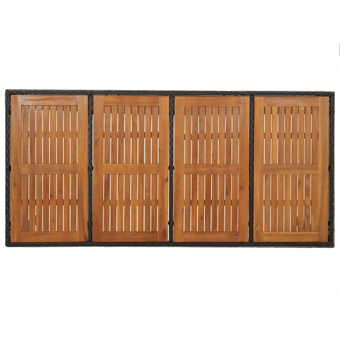 Tavolo da Giardino Piano in Legno Nero 190x90x75 cm Polyrattan cod mxl 34395