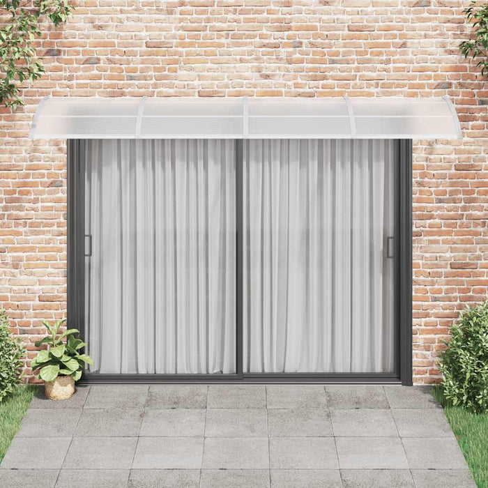 Tettoia per Porta Grigio e Trasparente 350x75 cm Policarbonato 153592