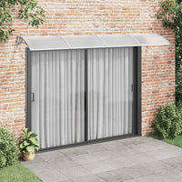 Tettoia per Porta Grigio e Trasparente 350x75 cm Policarbonato 153592