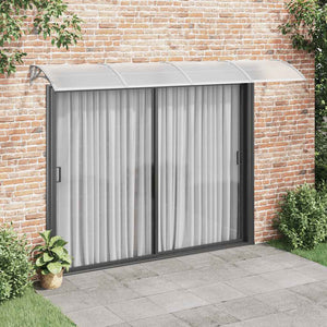 Tettoia per Porta Grigio e Trasparente 350x75 cm Policarbonato 153592
