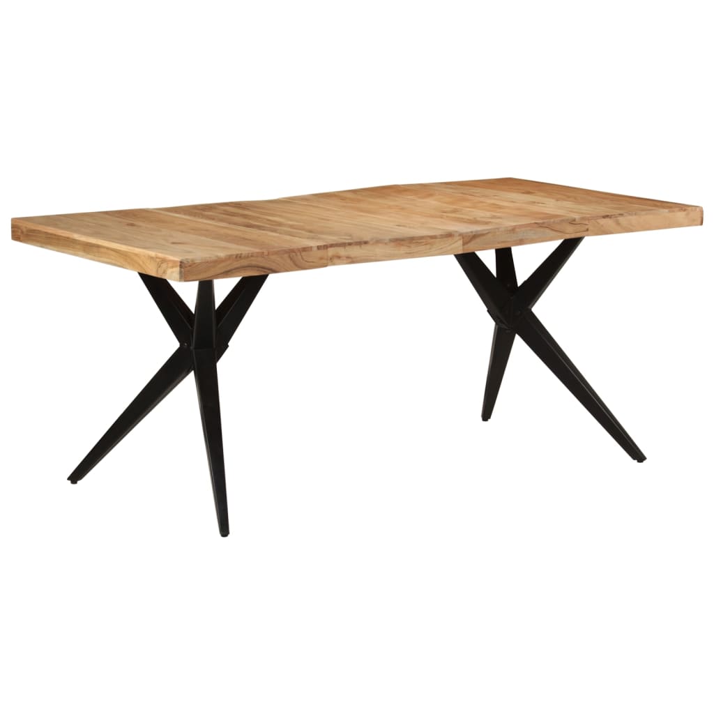 Tavolo da Pranzo Nero 180x90x77 cm in Legno Massello d'Acacia 351642