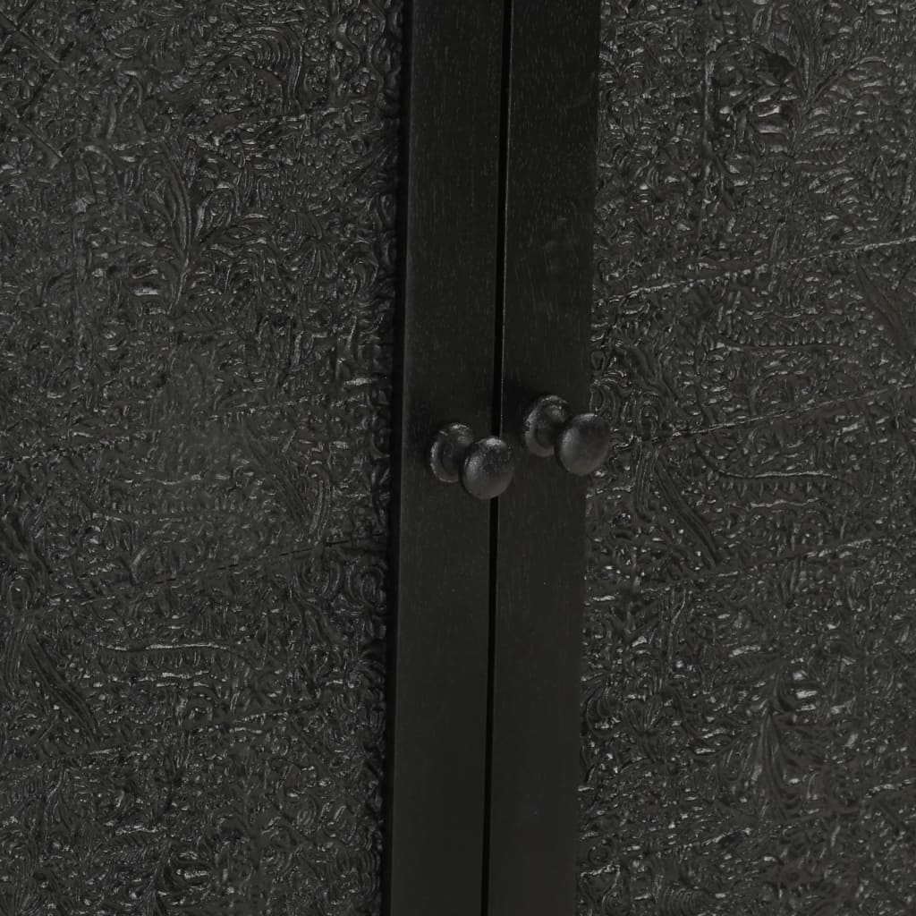 Credenza Nera 55x30x77 cm in Legno Massello di Mango e Ferro 351645