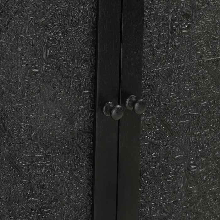 Credenza Nera 55x30x77 cm in Legno Massello di Mango e Ferro 351645