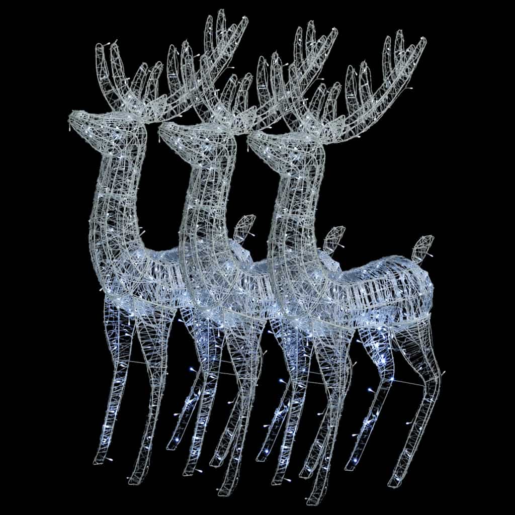 Renne di Natale XXL in Acrilico 250 LED 3pz 180cm Bianco Freddo 3154358